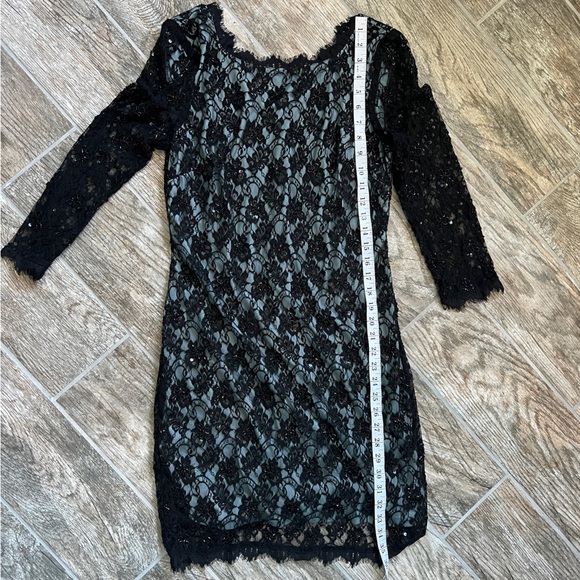 Adrianna Papell Eyelet Lace, Beaded and Sequin Details, Black Blue, Size US 12 - Picture 8 of 12